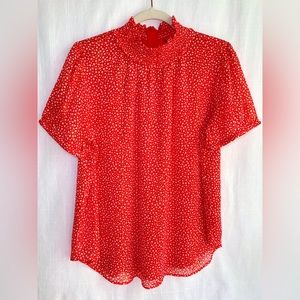 Ann Taylor Heart Smocked Neck Top (size M)
